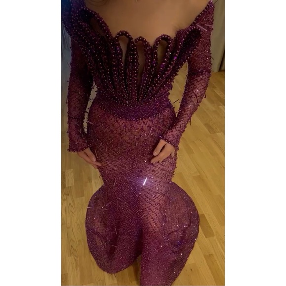 Albina Dyla Purple Embellished Dress-New - Picture 4 of 4